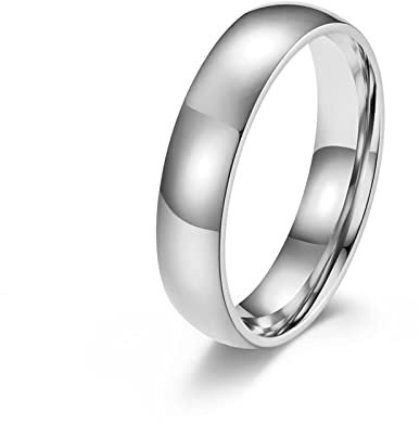 Stfery Modeschmuck Ringe, Nänner Ring Edelstahl 57 Silber 4Mm Innen- und Außenbogen Ringe Zubehör für Frauen Männer Paare