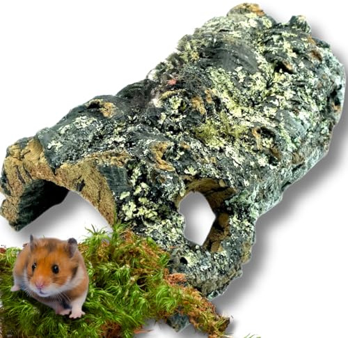 Vogelgaleria® Korktunnel 30cm mit 2 Löchern, Korkröhre für Kleintiere wie Hamster, Maus, Ratte, Gerbil, Degu, Käfigdeko, Hamsterhöhle, Hamsterversteck