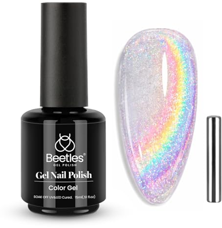 Beetles Holografisk gelnagellack regnbåge kattöga 15 ml magnetstång UV-nagelglans sammet fransk nagelkonstdesign present till kvinnor