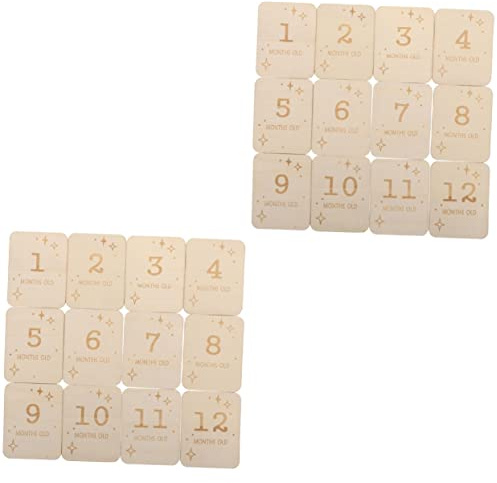 Hoement Pièces Jalons De Bébé Cartes Mensuelles pour Bébé Étapes du Développement du Nouveau- Né Marqueur De Jalon De Dessin Animé Cartes De Croissance Nouveau Née Bois Photo Décorer