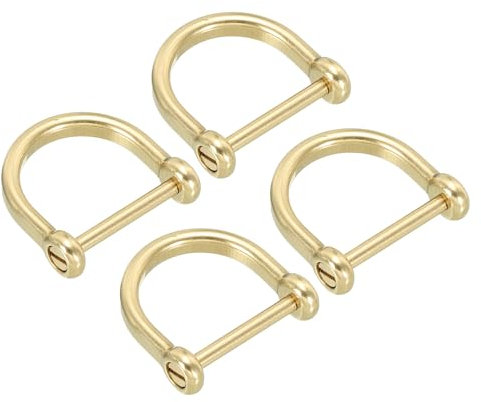 PATIKIL D-Ring Schäkel, 4er Pack 1/2 Zoll Innenbreite Massivmessing U-Form Kleine Schäkel für DIY Lederhandwerk Ersatz