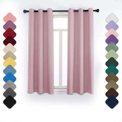 VerdunklungsvorhäNge 1er Set, H140 x B160cm Thermovorhang Gegen KäLte Und Hitze mit öSen, Vorhang Kinderzimmer, VorhäNge Blickdicht, LäRmschutzvorhang, für alle Fenster und Jahreszeiten Rosa-2