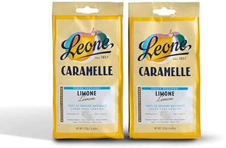 Leone dal 1857 - Caramelle Senza Zucchero Limone - Gusto Limone Senza Glutine e Vegane - 2 Sacchetti Caramelle Dure da 125g (2 x 125g)