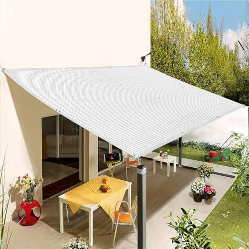 Balkonbespannung Reißfest 1.8 x 3.5 m, HDPE Wetterbeständig Atmungsaktiv, Sonnensegel Viereck Awnings, Garten-Sonnenschutznetz, für Balkon Garten, Weiß