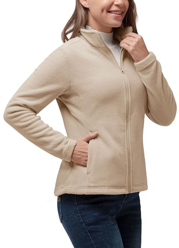 33,000ft Womens Fleece Jackets Ladies Lightweight Warm Full Zip Coat | Breathable, Microfleece, 4 Pockets, Stretch, Anti-pilling, Outerwear for Casual Running, Hiking, Walking, Outdoor Sport