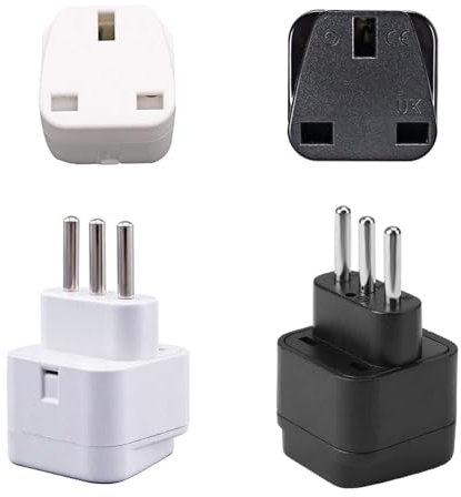 2Pcs Uk To Italy Plug Adapter, Travel Plug Adapter Uk to Italy, Italy Plug Adapter Uk, Uk to 3 Pin Italy Travel Adaptor Converter, for Uk to Italy Chile Ethiopia (Black White)