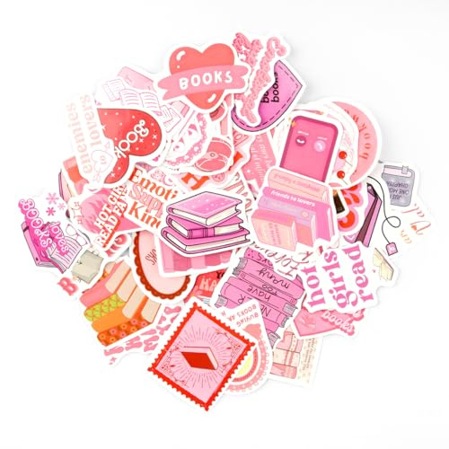 Thyonta 60PCS Pink Book Doodle Stickers Waterproof Surface Tear Off Without Marks DIY Doodle Stickers for Luggage Water Cup Notebook Decoration