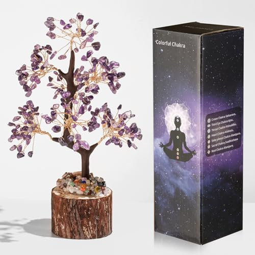 AWARDSEN Amethyst Crystal Tree of Life Money Tree Purple Crystal Tree Spiritual Gifts for Women Meditation Positive Energy Home Decor
