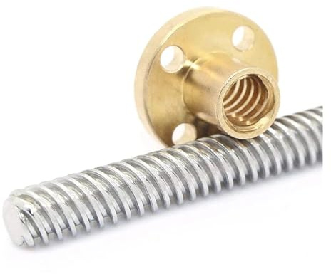 LYMFE Vite a ricircolo di Sfere con Dado 2 Pezzi T8 Vite di Comando Filettatura 8 mm con Dado in Ottone 2 mm Passo 20 mm 100 mm-550 mm Stampante Barra trapezoidale(400mm)