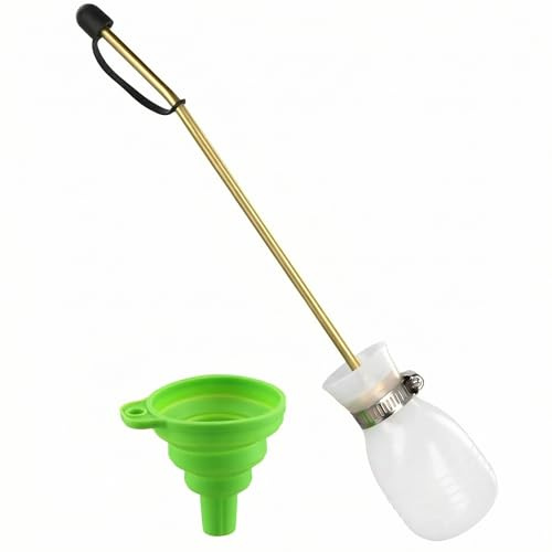QWORK® Applicatore per spolverino a portatile, spruzzatore a bulbo con tubo di rame lungo e imbuto, bianco, per sbarazzarsi degli insetti