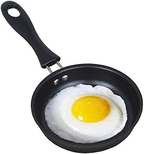 AOCGDDS Non Stick Mini Pan for One Egg,12 cm / 4.7 inch Portable Mini One Egg Non Stick Frying Pan with a Heat Resistant Handle Suitable for Gas Stove Induction Hob(Black)