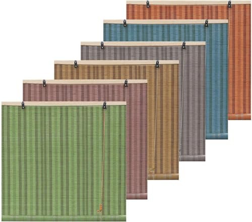Bambusvorhang, Rollos, 70% Schattierungsrate, Duschvorhang, Bambusjalousien, anpassbare Größe, Bambusschirme, Grün, Holzfarbe, Orange, Dunkelviolett, Holzfarbe, 110 x 175 cm