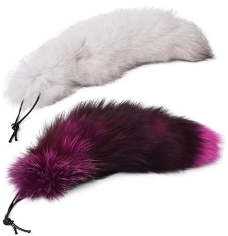 Nocyclonic 2 Pieces Fuchsschwanz Anhänger fox tail Schlüsselanhänger Niedlicher Fuchsschwanz-Schlüsselanhänger, Anhänger, Frauen, Schlüsselanhänger, Pompoms, Schlüsselanhänger 40cm (2)