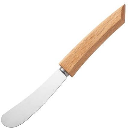 LKMM Couteau à Beurre en INOX, Vaisselle Western, Couteau à Pain et à Confiture, spatule à Beurre en Bois à Long Manche, Couteau à Douille, grattoir à Beurre, 2 pièces