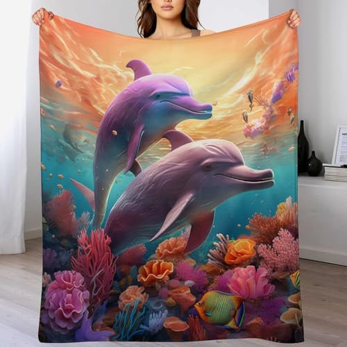 AAPZY Delfin Anime-Charaktere Decke Decke Flannel Sofadecke Strandtuch Teppich Picknickdecke Weich & Plüsch Umhang Für Schlafzimmer, Alle Jahreszeiten （150×200cm）
