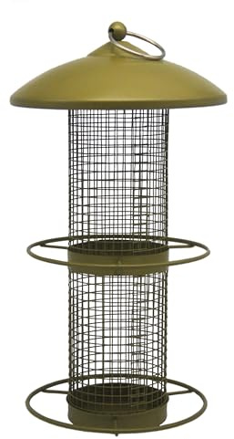 Dehner Natura Premium Futtersäule Adeline, Futterstation für Wildvögel, Futterstelle robust/hängend, ca. 30 x 16 x 16 cm, Metall, Gold