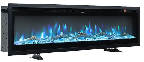 WarmieHomy 3 IN 1 Electric Fire Wall Mounted/Recessed/Freestanding 70/178CM Electric Fireplace with Remote Control, 9 LED Color Flame Effect Media Wall Fireplace, Crystal & Log Set, 900W&1800W