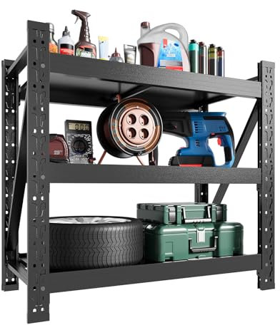 Sightlife Schwerlastregal Metallregal Steckregal Lagerregal Werkstattregal Kellerregal Garagenregal Küchenregal Standregal Stahlregal 3-Ebenen Fachlast 265kg verstellbare Ablagen 80x86.3x47cm (HxBxT)