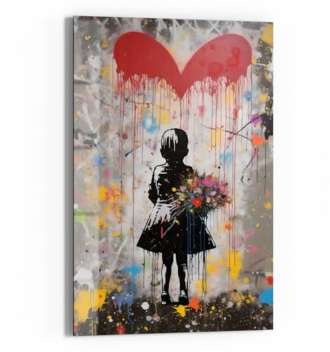 DEQOART Glas-Magnettafel | 40x60 cm cm groß | Motiv Bunte Herzensfreude | Memo-Board aus Glas | Magnetboard inkl. Magnete, Stift & Tuch für Küche & Büro | Tafel magnetisch & beschreibbar