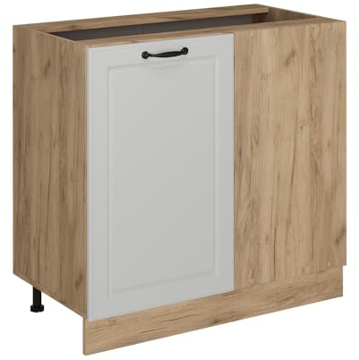 Vicco Eckunterschrank R-Line, Weiß Landhaus, 86 cm | MDF-Front · Ohne Arbeitsplatte · Höhenverstellbare Füße · Metallgriffe · Großer Innenraum ✓