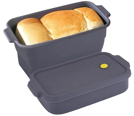 Melearch Teglia per Pane, Stampo Plumcake Antiaderente Rettangolare, Stampo Pieghevole per Pane e Toast con Coperchio, Teglie per Torte e Brownies
