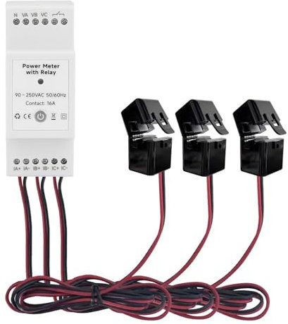 3P WIFI Clamp KWH Meter, WiFi Eenrgy Meter with 3 CT Clamp 3-Phase 4 Wire KWh Power Electricity Monitoring Meter 90-250VAC
