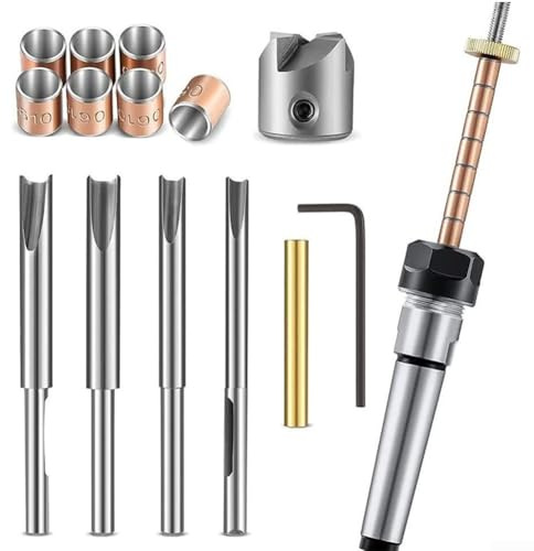 Eawfgtuw 8PCS Pen Turning Mandrel Set Carbon Steel Wood Turning Pen Kits with 7mm Drill Bit Carpentry Shaft Cutting Shafts Adapter Hexagonal Spanner for Woodworking Lathe Accessories