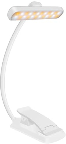 Led Leselampe Buch Klemme Akku, Buchlampe Mit 24 Leds Kinder, Usb Wiederaufladbare Leselicht 3 Farbtemperatur Modi & 5 Helligkeit Dimmbar Flexibler Schwanenhals Klemmlampe Für Nachtlesen Ins Bett Weiß