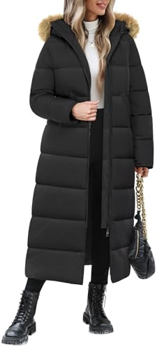 Yuson Girl Abrigos Mujer Invierno Largo Gruesa Térmico Abrigo con Capucha Invierno Elegante Chaqueta Acolchado Viento Cremallera Parka Exteriores Cazadora Plumón con Bolsillos(Negro, XL)