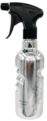 Eson Hair Water Spray Bottle 500ml, Whisky Style Spray Bottle for Hair, Mist Plant Mister, Barber Salon Hairdresser - Retro Stylish, Empty Refillable Sprayer for Cleaning (Hand Grip Silver)