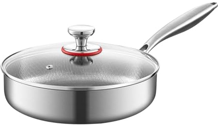 Ghjkldha Padella antiaderente – Padella per bistecca per fornelli, pentole antiaderenti a riscaldamento uniforme con coperchio, padella per pancake, uova, bistecche, cucina, campeggio, casa