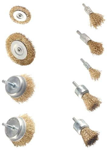 Set di 9 spazzole metalliche per trapano, spazzole metalliche rivestite in ottone, set di spazzole metalliche, spazzola in ottone per la pulizia di ruggine, fiocchi e abrasivi