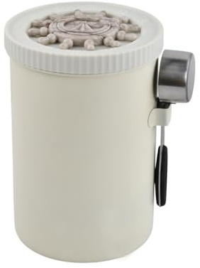 Aurafly 1800ML Airtight Coffee Canister, Stainless Steel Coffee Bean Container with CO₂ Valve, Airtight coffee Beans Storage Container with 30ML Measure Spoon for beans, Flour, Cereal, Tea,Sugar,Beige