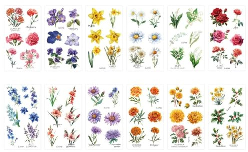 Flower Tattoo Stickers December Bright Color Lily Of The Valley Disposable Removable Tattoo Stickers120*69mm