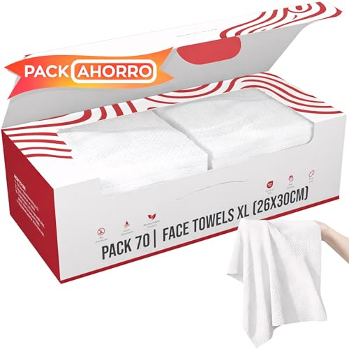 Toallas Desechables Faciales XL PREMIUM – 100% Origen Natural, Toallas Faciales Desechables, Toallitas Desmaquillantes, Toallitas Faciales Desechables, Toallas Limpias, Face Towels VELVETI®, 70 Unidad