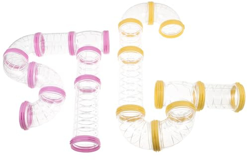 TOGEVAL 2sets Tubi di Plastica Trasparenti per Criceti Tunnel di Gioco Modulari per Piccoli Animali Domestici Estensioni per Gabbia Pieghevoli di Tunnel Giocattoli per Porcellini Altri