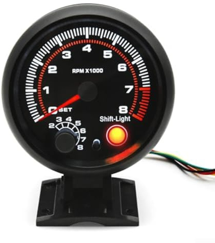 Varvräknare för bil, 3 75 tums skärm, 12 V motorhastighet upp till 8 000 RPM för 4, 6, 8 cylinderkompatibilitet (är svart)