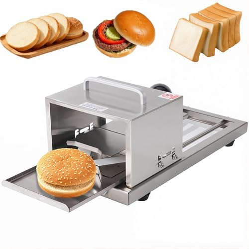 Affettatrice per Hamburger e Bagel, Tagliapane Professionale con 4 Impostazioni di Spessore, Incisione Liscia, Affettatrice per Pane Commerciale Multiuso Facilmente Pulita per Uso Domestico