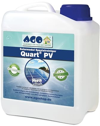 AGO Quart PV Solarmodul-Spezialreiniger 2 Liter – Solarreiniger, Algen- & Flechtenentferner für Photovoltaikanlage – selbsttätig – Photovoltaik Reiniger 1:10