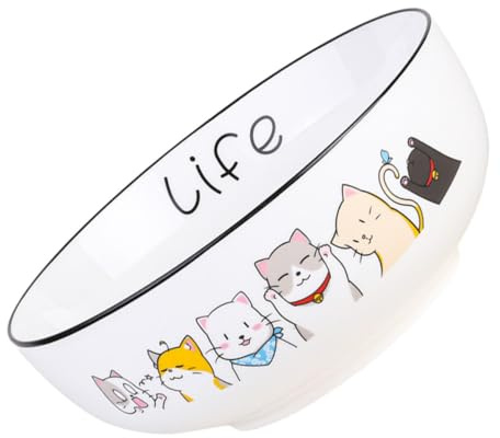 FESTFENDS Ciotola in Ceramica Fondo Antiscivolo e Volume Sufficiente, Scodella per Minestra e Ciotole da Brodo, Design Gatto Cartone Animato per Uso Quotidiano