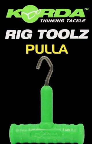 Korda Pulla Knotentool, Edelstahl-Abzieher für Karpfen-Rigs, Grün, 1 Stück | ergonomischer Griff in Grün, robuster 2 mm Edelstahlhaken, passend für Wirbel der Größe 8, sicheres Festziehen von Knoten