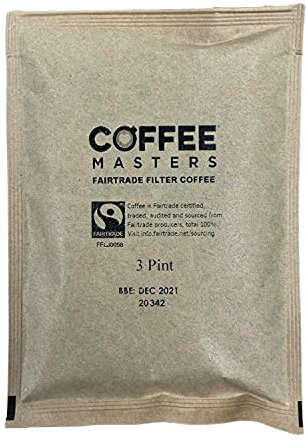 Coffee Masters Fairtrade Ground Coffee - 50 Sachets x 3 pints - Bonus 50 Filters - Made From 100% Arabica Beans - Bulk Perfect for Barista Filter Machine