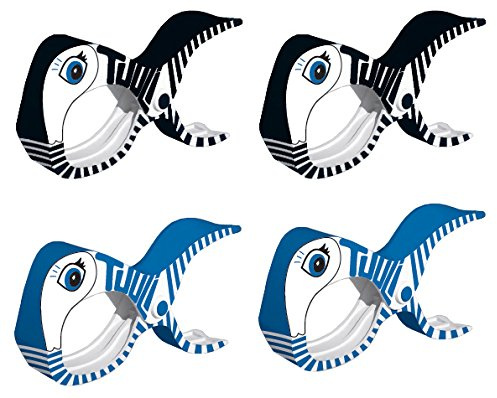 tuuli Accessories Große Clips Strand Klammern für Strandtuch Wäscheklammern Klammer Strandliege Yacht Kinderwagen Zubehör (2X Schwarz + 2X Blau)