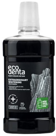 Ecodenta Extraordinary Teeth Whitening Mouthwash Alcohol Free - Fluoride Free Mouth Wash for Bad Breath 500ml