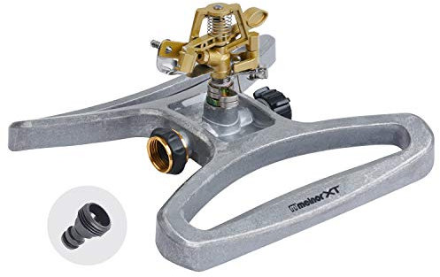 Melnor 65051-AMZ XT Metal Pulsating Sprinkler with QuickConnect Product Adapter Set, Silver, Gold, Black