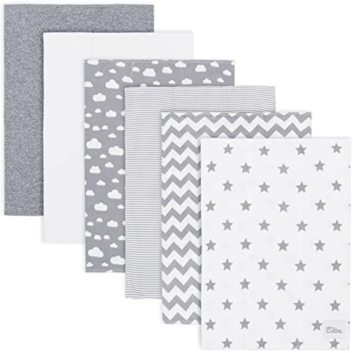 Comfy Cubs panni del burp 6 pacchetti di grandi dimensioni 100% cotone salviette doppio strato burping panni extra assorbente e morbida per ragazzi e ragazze (modello grigio, confezione da 6)
