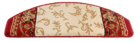 Stufenmatten Treppen-Teppich Europäischen Stil Muster Läufer Teppiche | Waschbar | Selbstsaugender | Slip | -Treppenteppich, 12 mm langes Haar, halbrundes Fußpolster (Color : B, Size : 65x24x3cm)