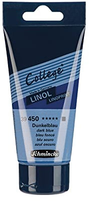 Schmincke - College Linol, Künstler-Linoldruck-Farben, Dunkelblau in 75 ml-Tube, 39450013, geruchsarme Linoldruckfarbe auf Wasserbasis, lichtecht, gleichmäßiger Druck