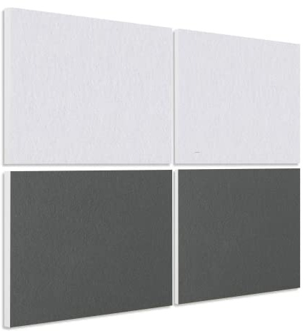 platino24 Schallabsorber COLORE aus Basotec G+ I Akustikpaneele mit Akustikfilz I 4 Wand-Paneele in Weiß + Granitgrau I Akustikplatten zur Schalldämmung in Büro, Studio & Wohnung