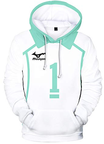 Anjinguang Haikyuu Hoodie Aoba Johsai Hoodie für Kinder Jugendliche Erwachsene 3D-Druck Aoba Johsai Oikawa Tooru Cosplay Cosutme Outfit für Jungen Mädchen Japanisches Anime Haikyuu Sweatshirt, a, XL